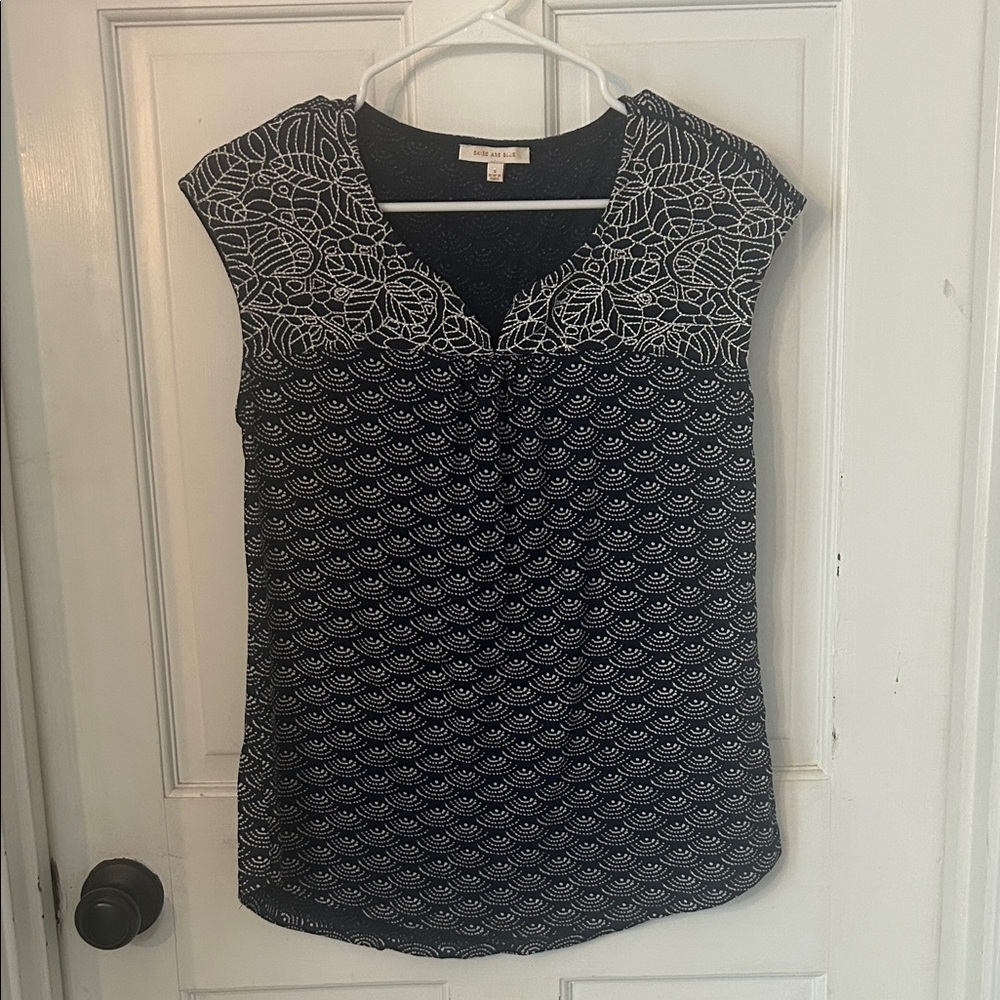 Skies Are Blue Delila Embroidery Neckline Knit Top